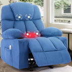 Massage Rocker Recliner Chair with Heat & Vibration 4 Pockets 2 Cup Holders