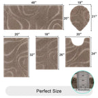 Bathroom Rugs Sets 5 Piece, Non Slip Washable Bath Rug Set with Toilet Cover
