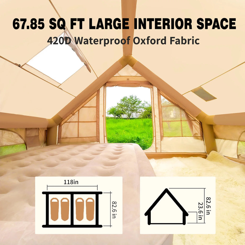 Air Glamping Tents for Camping Family, Easy Setup Rainproof Windproof Outdoor Tents
