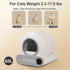 Automatic Smart Litter Box, Self-Cleaning Cat Litter Box 65L Large Capacity, APP Control, 2.4G WiFi Only, Ion Odor Neutralization, Compatible with Clumping Litters, Ideal for Multi-Cat Homes