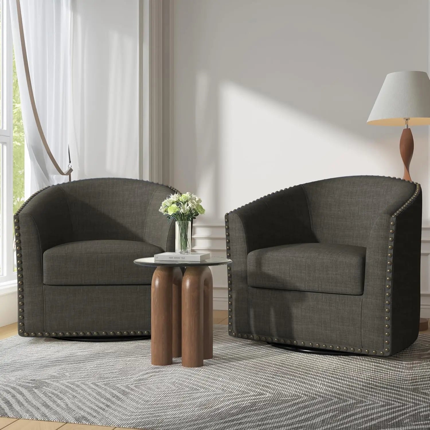 360° Swivel Barrel Accent Chairs Set of 2