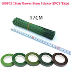 Green Flower Stem Stick Wire Stem Floriculture Tape Self-adhesive Bouquet Floral Stem Paper Tape