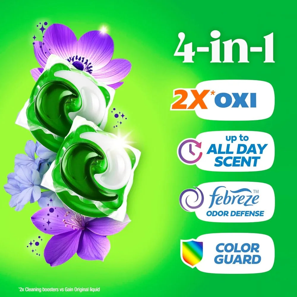 4-in-1 Laundry Detergent Pods Pacs with Odor Defense and Color Guard, Moonlight Breeze Scent for Clean Fresh Clothes, 42 Count Liquid Washing Capsules