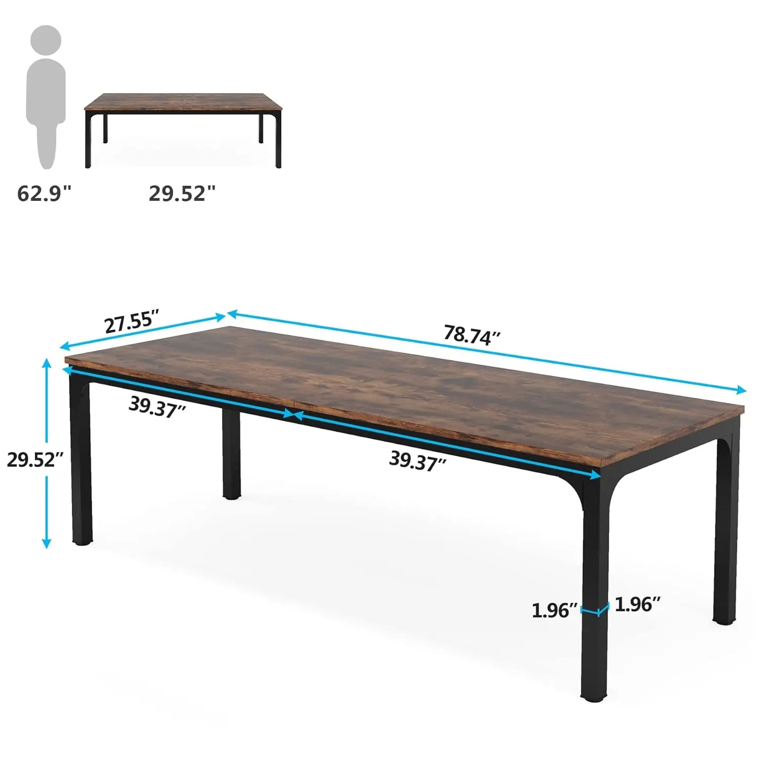 78.74" W x 27.56" D Large Office Conference Table