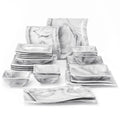 26-PIECE Nordic European Marble Gray Porcelain Tableware Set with 6PCS Bowl Dinner Plate Dessert Soup Plate