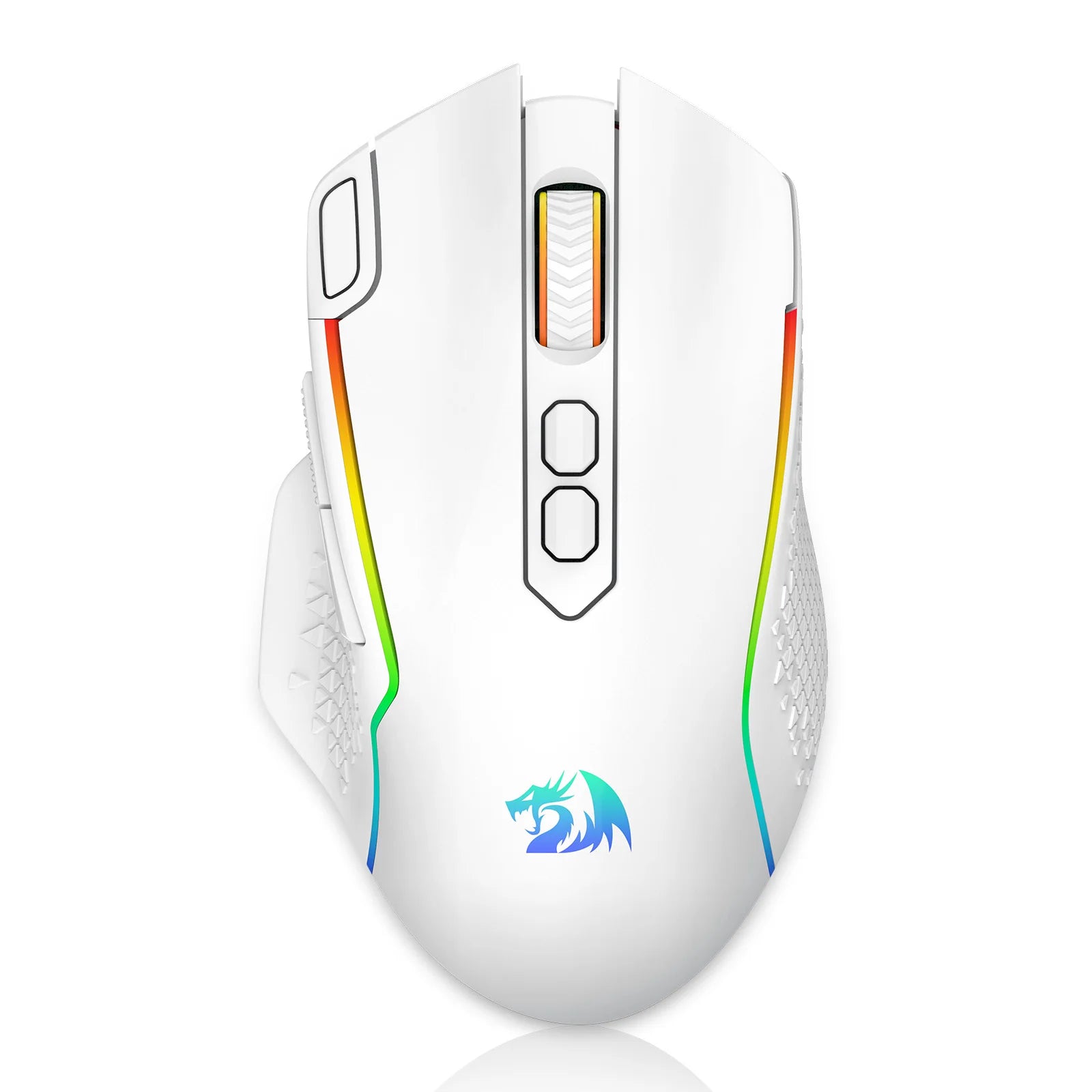 Pro Wireless Gaming Mouse w/ Rapid Fire Key, 8 Macro Buttons, Black/White Mouse
