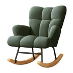 High-Back Armchair with Padded Seat, Velvet Fabric, Solid Wood, Soft-Covered Rocking Chair