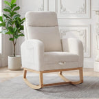 Corduroy Nursery Rocking Chair, Tufted Glider Rocker with Adjustable Footrest & Side Pocket