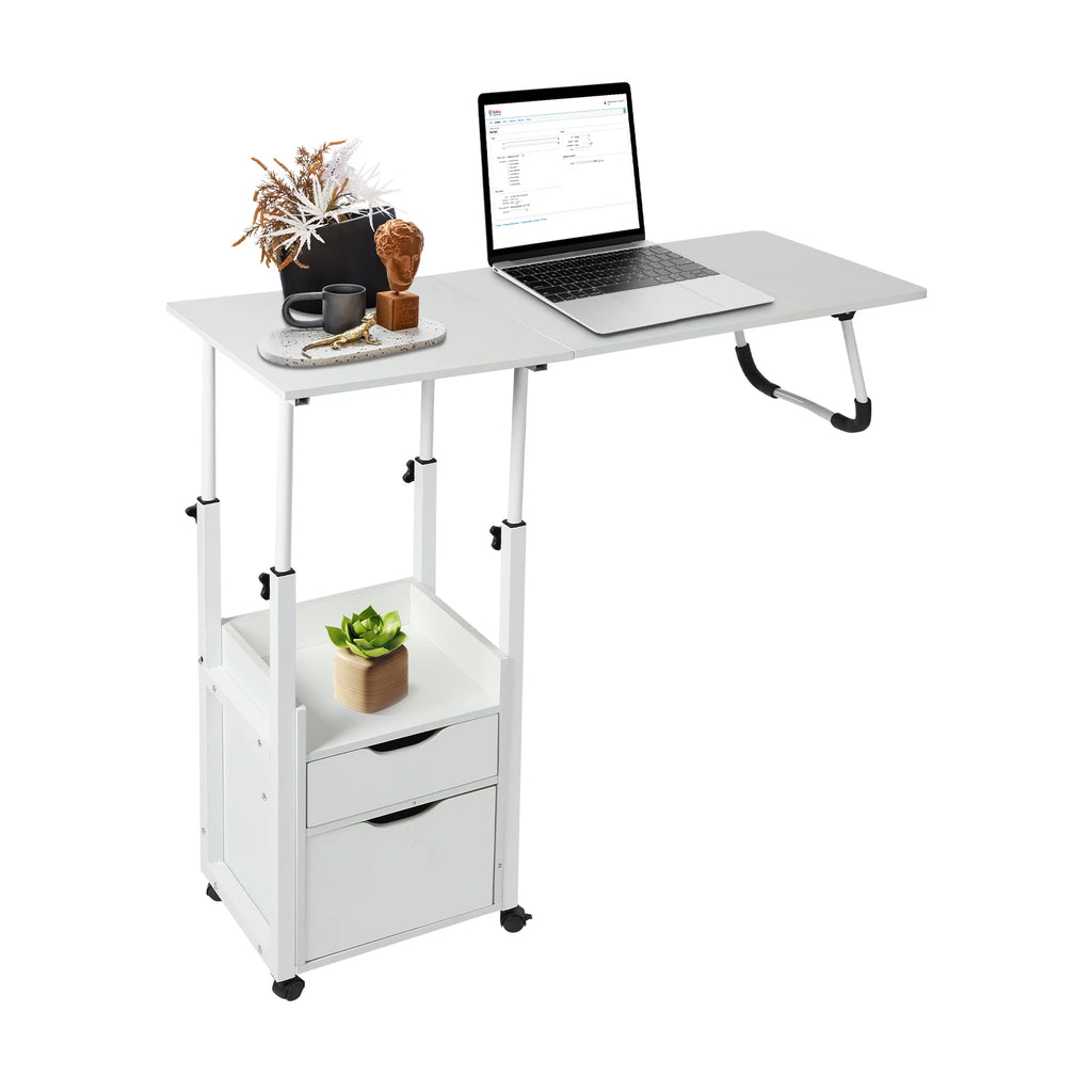 Movable Bedside Table Warp-Proof OverBed Desk Height Adjustable EASY Cleaning Multi-Function