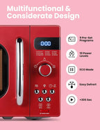 Retro Small Microwave Oven With Compact Size, 9 Preset Menus, Position-Memory Turntable, Mute