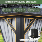 Hardtop Gazebo 10x12, Aluminum Frame Canopy with Double Galvanized Steel Roof