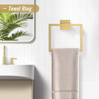 Brushed Gold Bathroom Hardware Accessorie Set 23.6 Inch Towel Bar Set 5-Pieces Towel Rack&Holder Set for Bathroom,Upgraded Toilet Paper Holder with Shelf,Stainless Steel Wall-Mounted