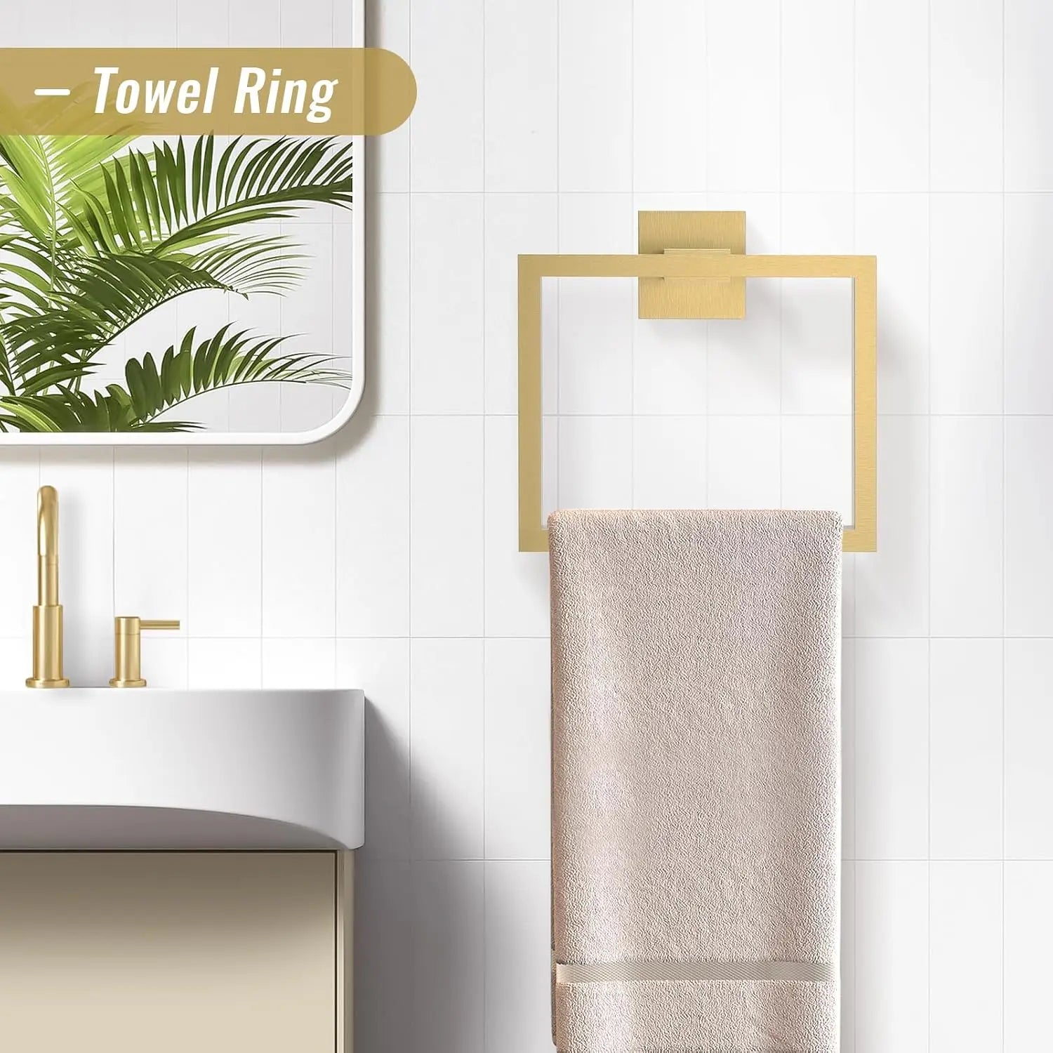Brushed Gold Bathroom Hardware Accessorie Set 23.6 Inch Towel Bar Set 5-Pieces Towel Rack&Holder Set for Bathroom,Upgraded Toilet Paper Holder with Shelf,Stainless Steel Wall-Mounted