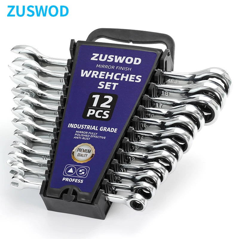 8-19mm Metric Wrench Set, Mirror Polished Chrome Vanadium Steel Bar Storage Box Combination Wrench Set, 72 Tooth Industrial Household Maintenance, Professional DIY Car Maintenance Manual Tool Set
