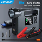 5 in 1 Car Jump Starter with air Compressor Portable Flashlight