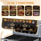 10-in-1 Air Fryer 9.5 QT, Large Airfryer with with 2 Independent Frying Baskets, Sync Finish & Match Cook, Shake Reminder