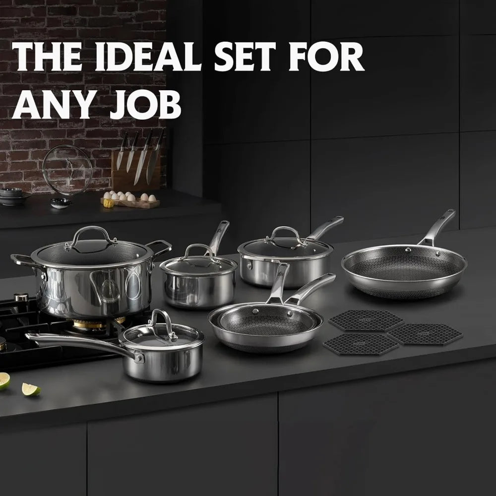 14 Pcs Hybrid Stainless Steel Cookware Sets
