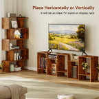 62IN Geometric Bookcase 5 Tier S-Shaped Wooden Display Bookshelf