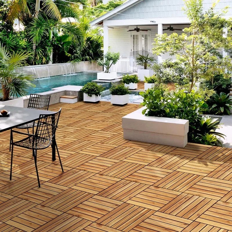 Wood Interlocking Flooring Tiles Waterproof Flooring for Outdoor & Indoor