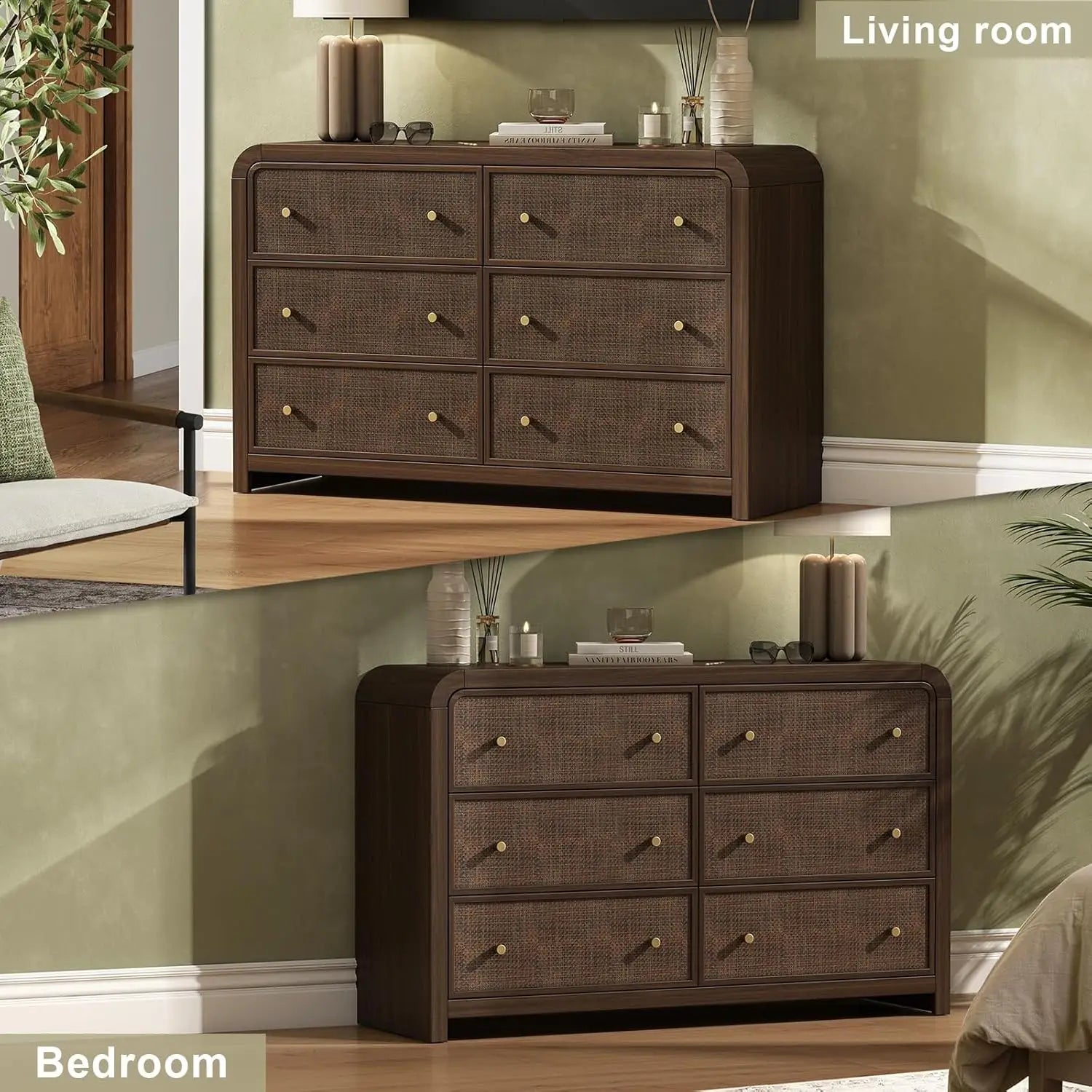 49'' Rattan Dresser with Ample Storage