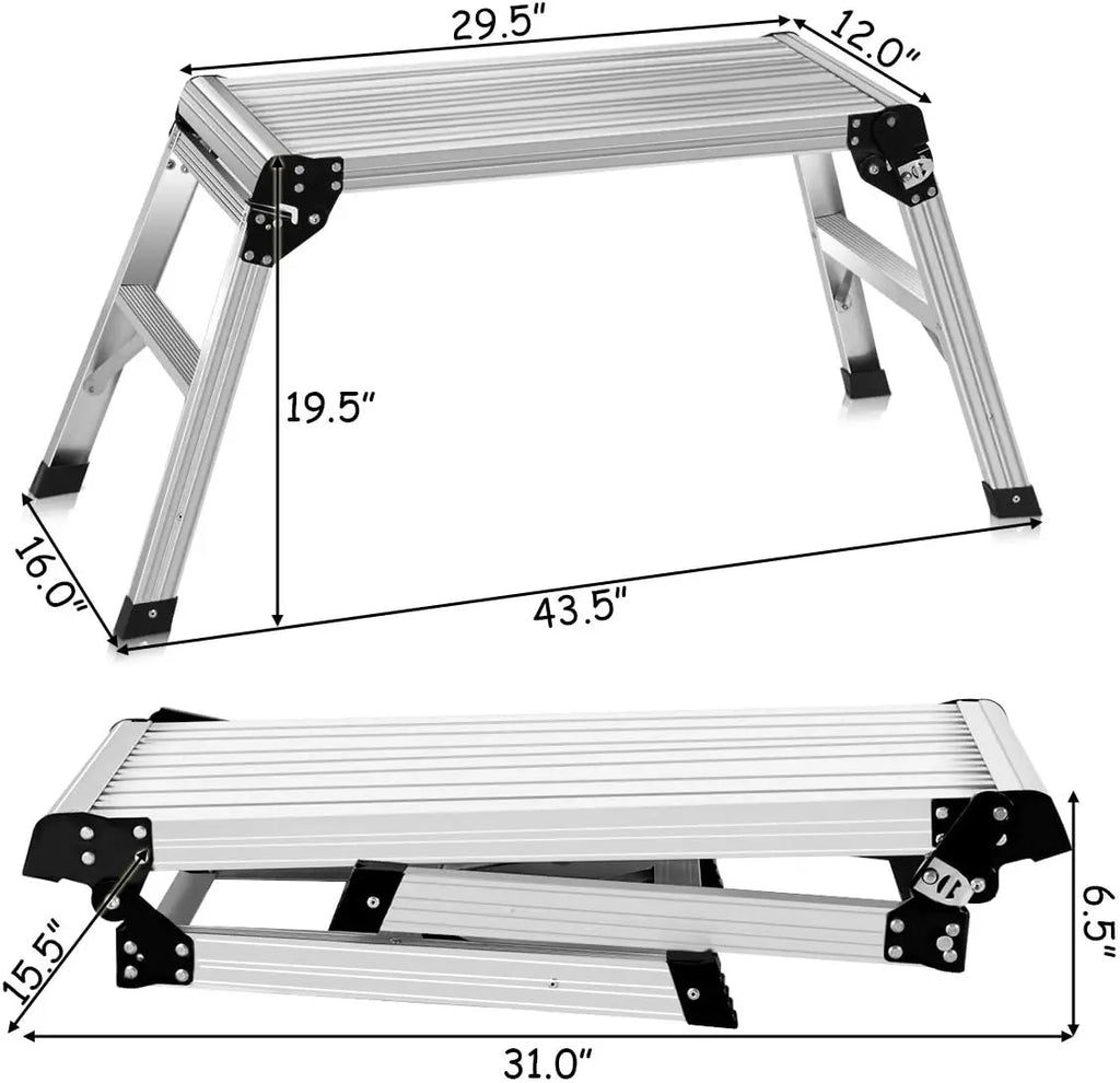 Aluminum Step Ladder with Non-Slip Mat, 330 LBS Capacity
