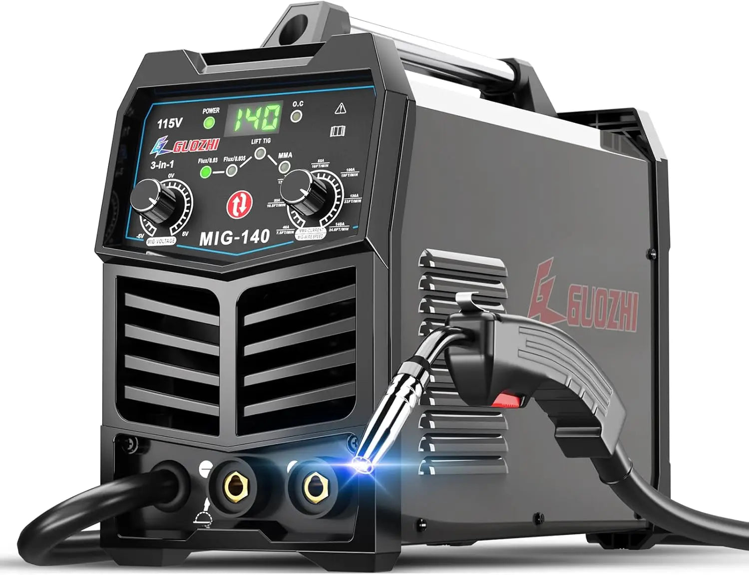 140A 3-in-1 MIG/ARC/Lift TIG Welder, 110V Multi-Process Welding Machine with Flux Core Gun