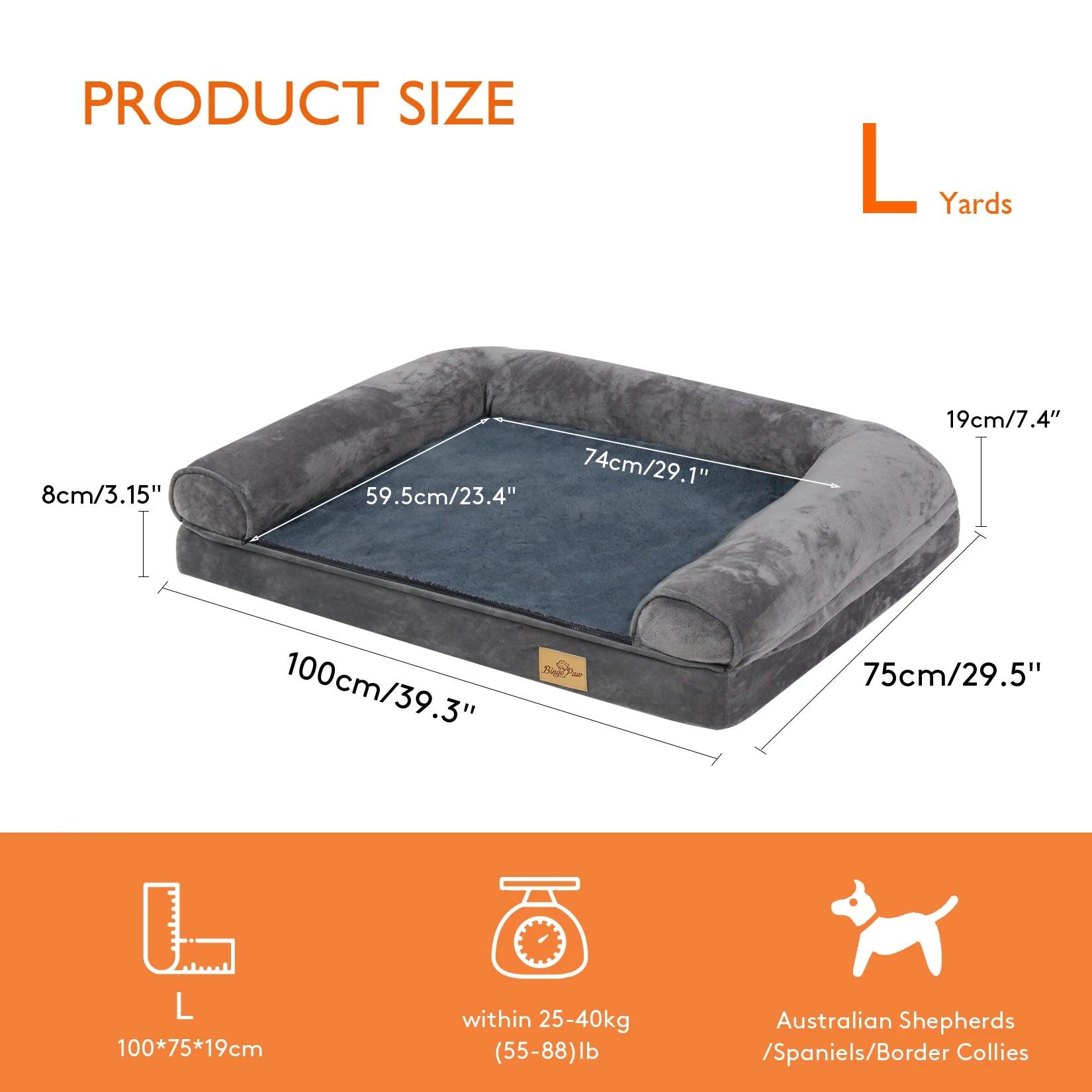 Extra Large Orthopedic Pet Mattress  with Removable Washable Cover Soft Sponge Foam