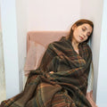 Blanket Hypoallergenic Wool Blanket for Bed, Medium Weight, Plaid