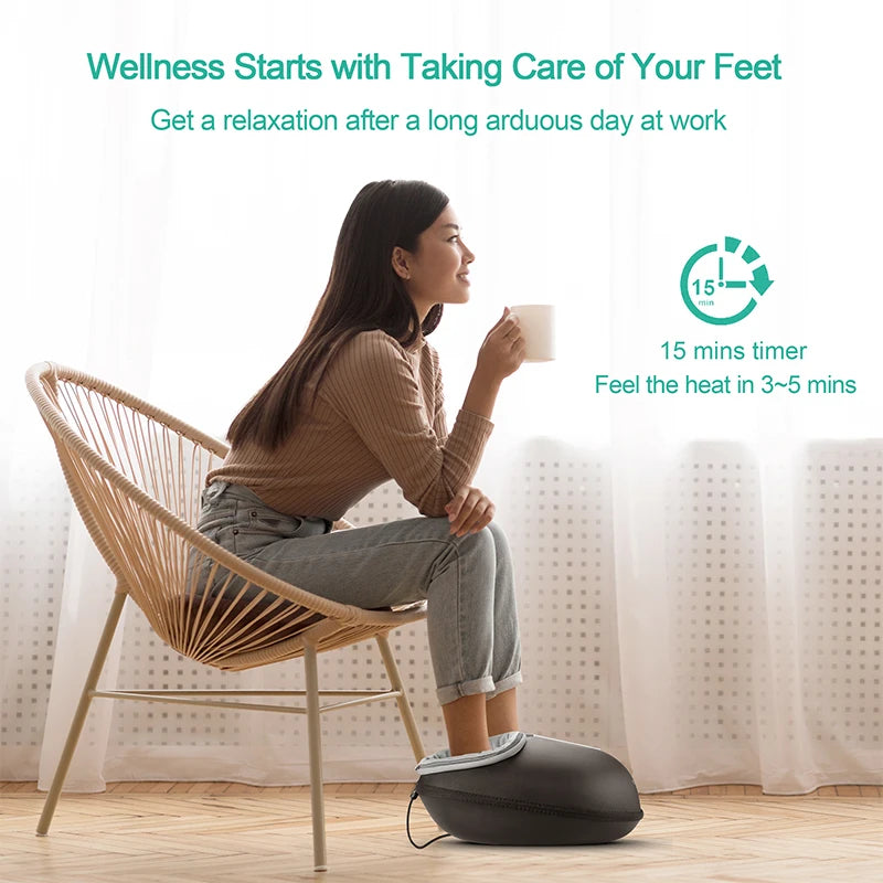 Foot Massager Machine with Heat Roller, Fully Wrapped Foot Massage