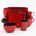 Rave Square Dinnerware Red Set Of 16