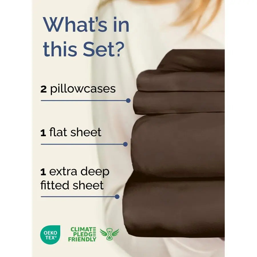 Deep Pocket Queen Sheet Set, Cooling Bed Sheets, Wrinkle Free