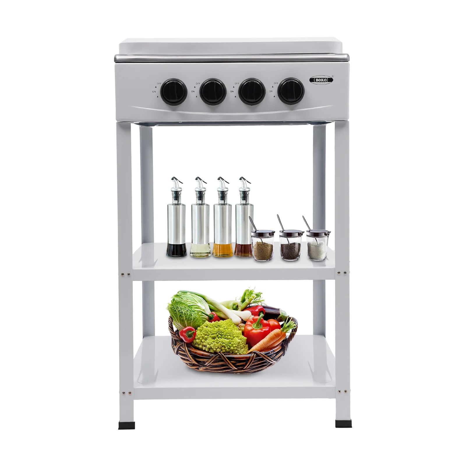 4 Burners Gas Stove Propane Removable Smokeless Barbecue Grill Portable BBQ Grill w/Movable Storage Bracket