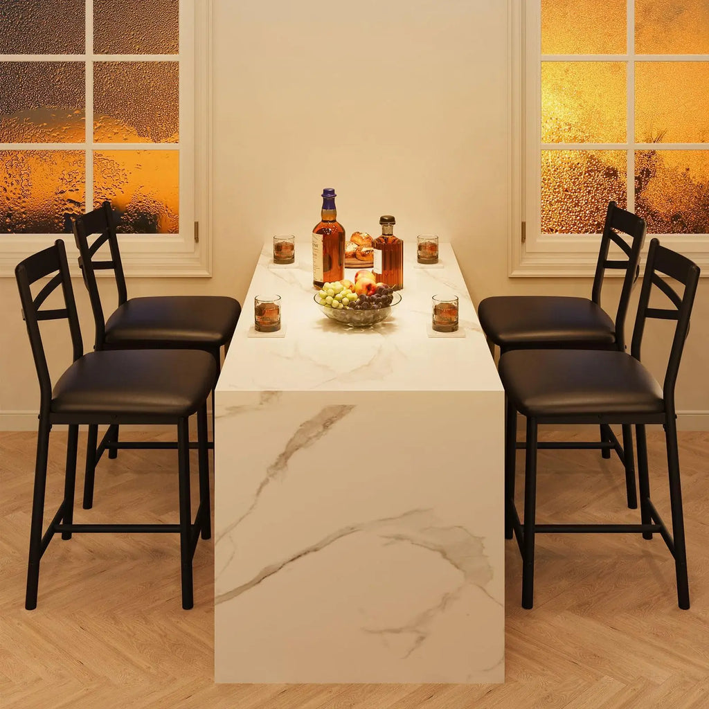 26 Inch Bar Stools Set of 4, Counter Height Bar Chairs with Back and Thick Cushion