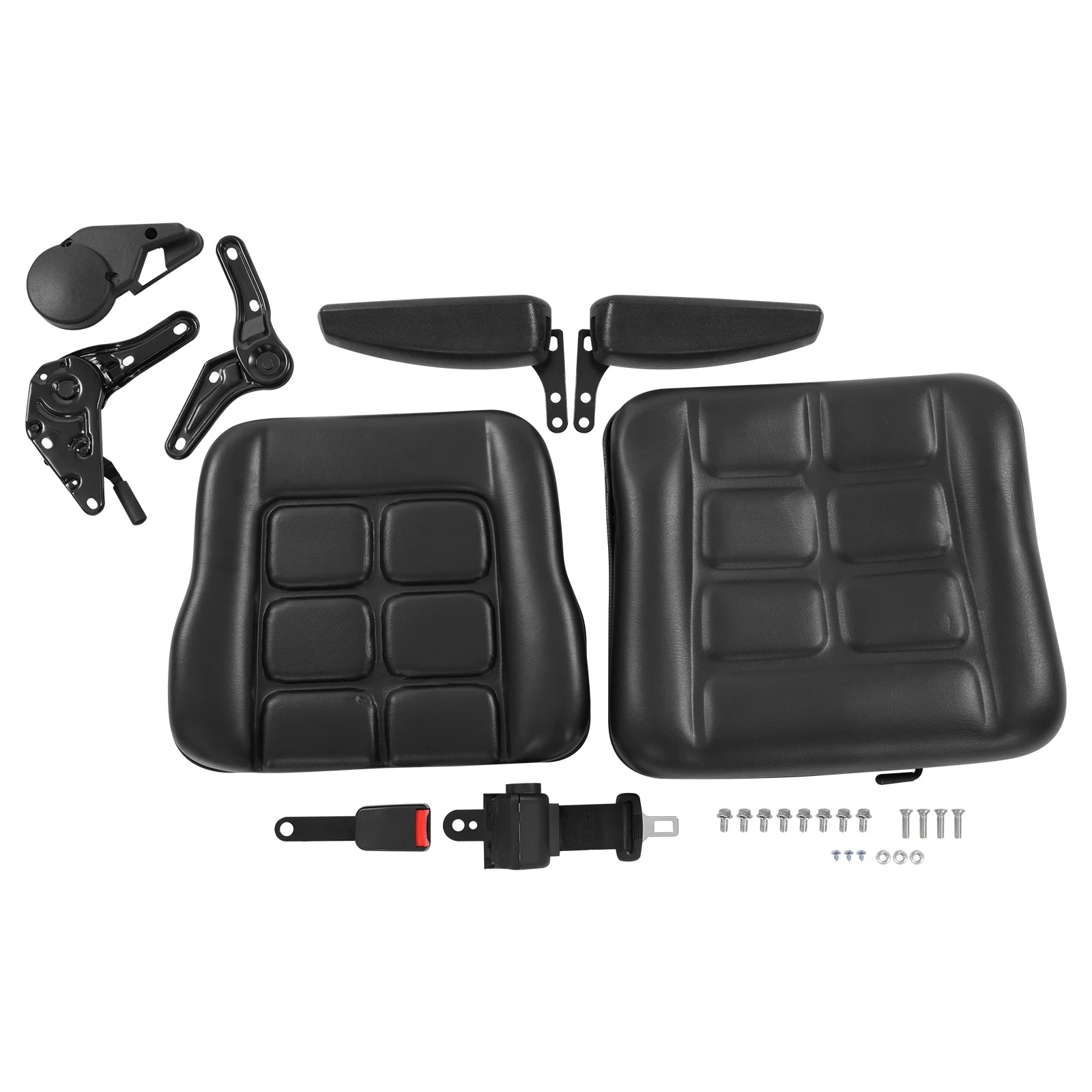 Lawn Mower Tractor Seat with Safety Belt and Armrest, 100kg Load Bearing