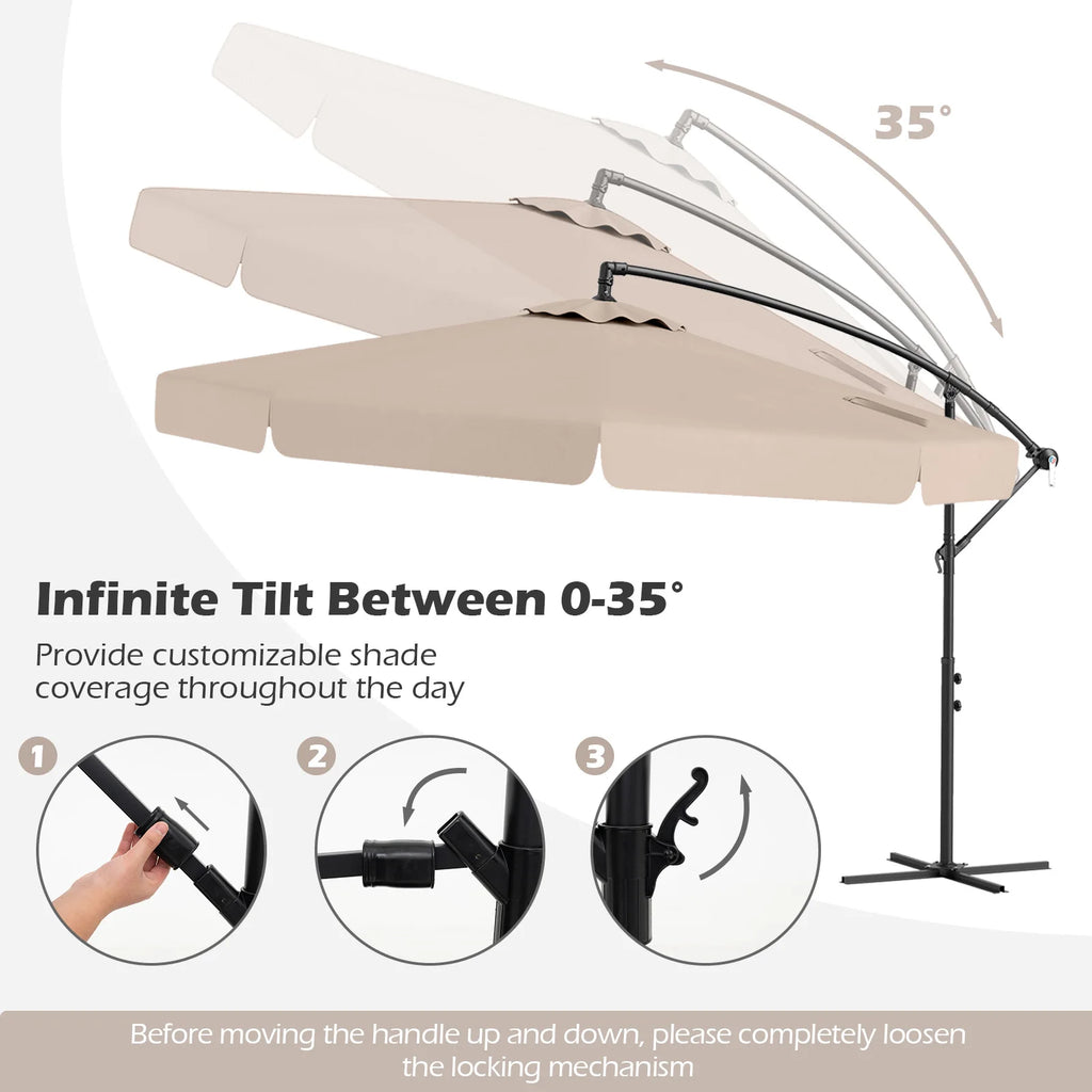 10FT Offset Hanging Umbrella Patio Cantilever Umbrella with Cover