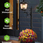 2-Pack Outdoor Solar Light Posts—Solar Street Lights with Planters, Wall-Mounted/Freestanding Planter Lights, Suitable for Gardens, Yards, Pathways, and Porches