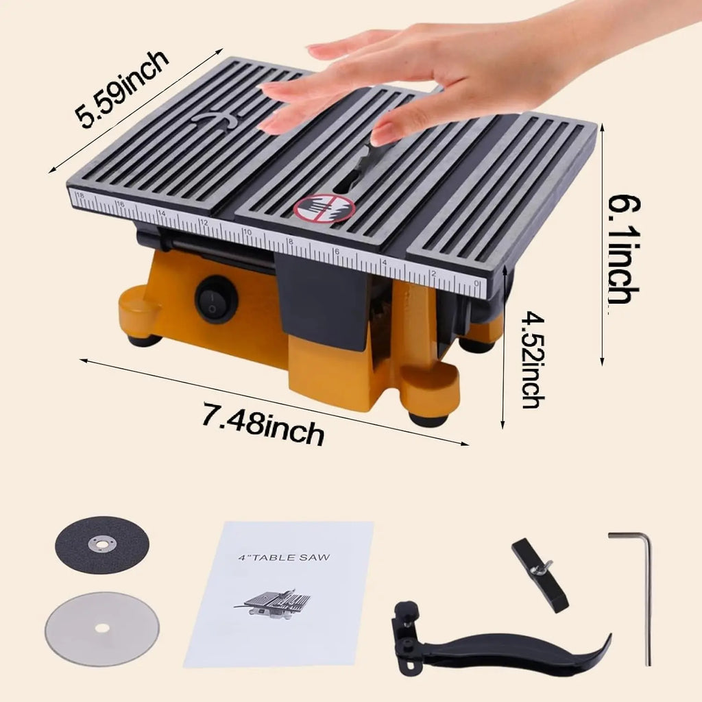 Mini Portable Electric Table Saw with 3 Blades for Wood, Metal, Tile DIY Crafts
