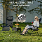 Zero Gravity Portable Recliner Camping Patio Lounge Chair with Cup Holder Trays Adjustable Pillow
