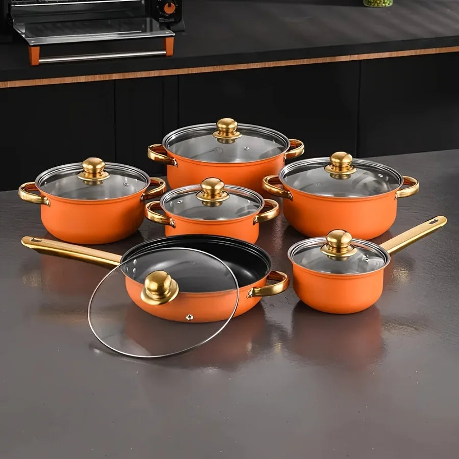 12-Piece Nonstick Fry Pan Set - Induction Cookware for Gas/Electric