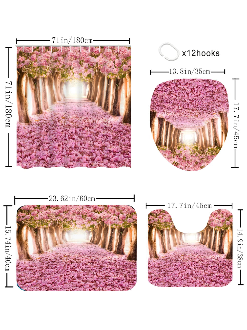 Pink Forest Bathroom Four-piece Set