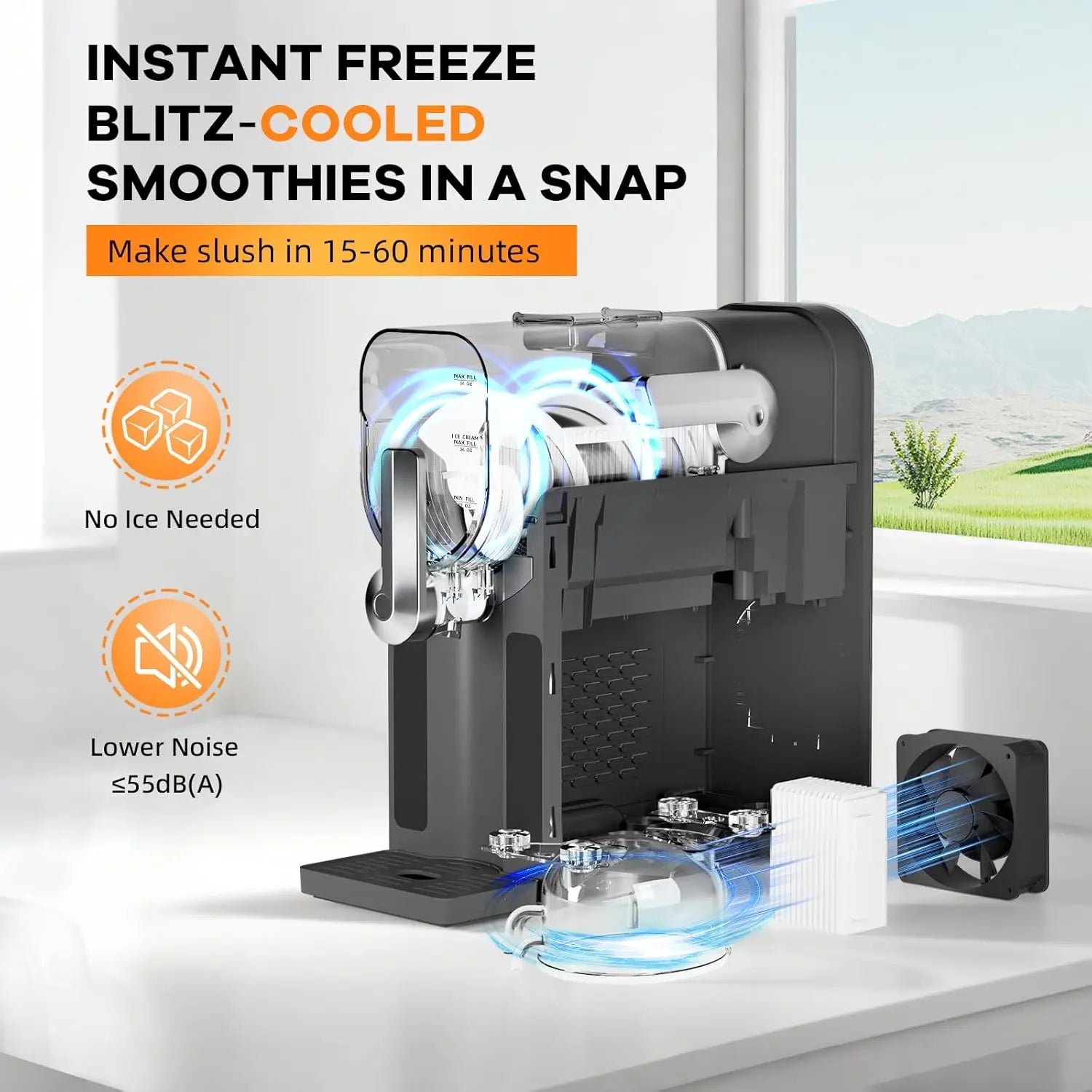 Slushie Machine for Home No Ice Needed, with LED Display & 6 Pre-Set Programs