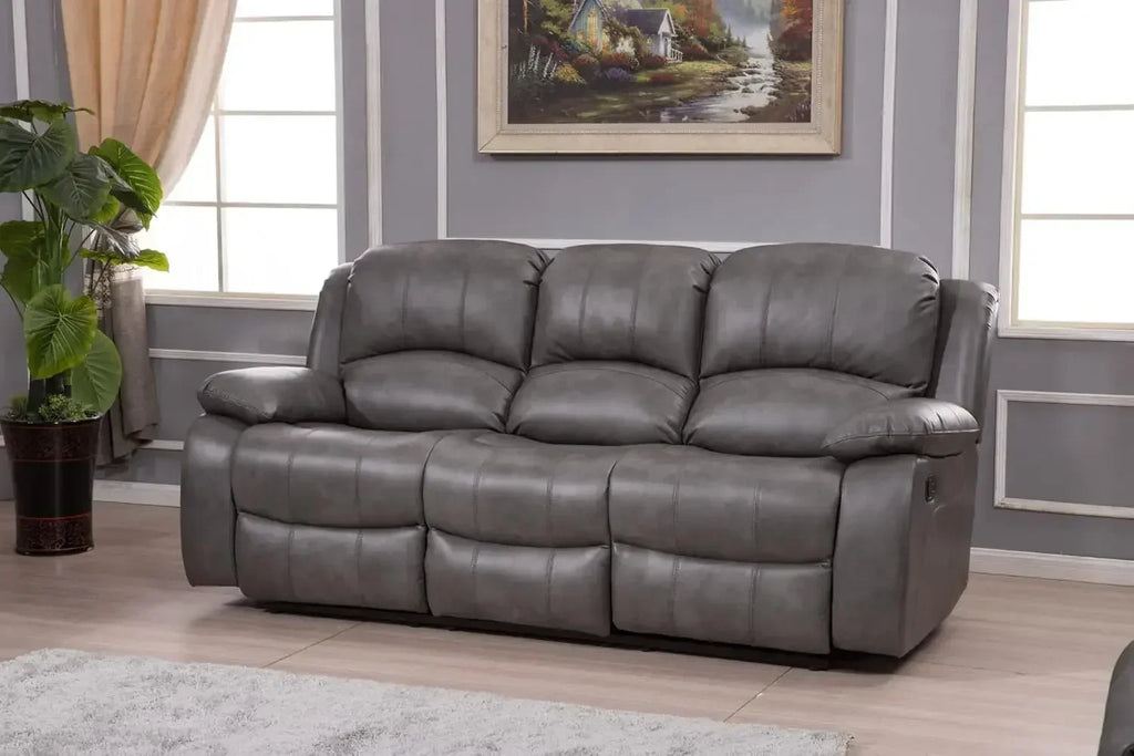 2PC Leather Reclining Sofa Loveseat Set
