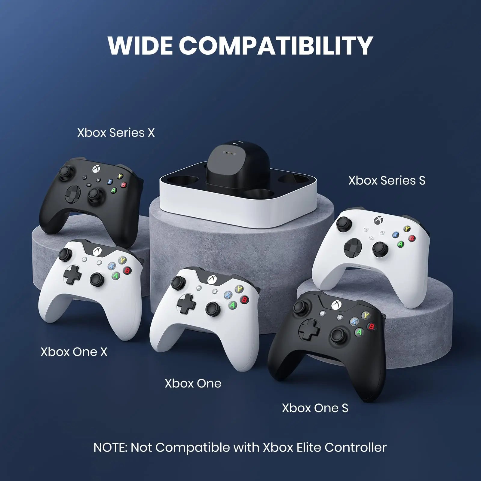 Xbox One/Series X|S Controller Fast Charging Dock with 1100mAh Rechargeable Battery Packs