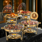 2/4 Pack Chafing Dishes for Buffet 5QT Round Stainless Steel Chafing Dish Set for Home Parties, Christmas Buffet Warmer Set