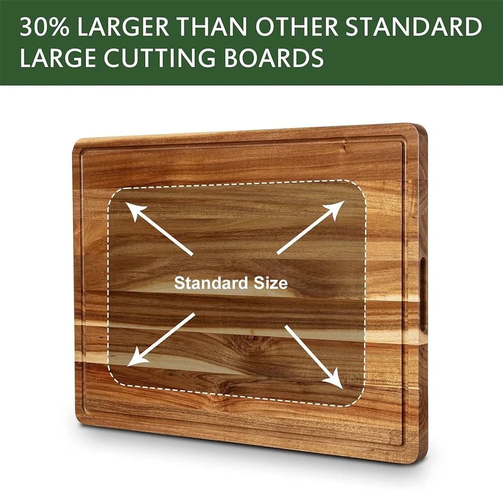 Extra Large Wood Cutting Board with Juice Groove and Handle