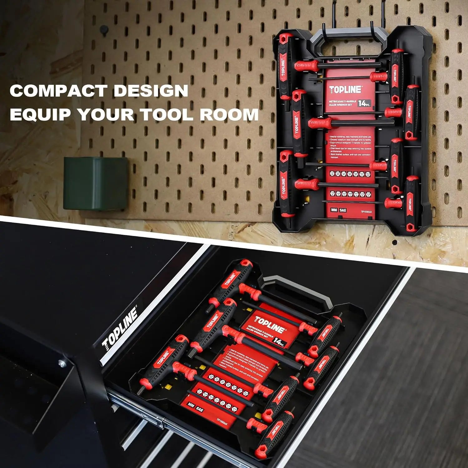 14-Piece Metric & SAE T-Handle Allen Wrench Set with Storage Box, Portable Hex Key for Home Repair and Maintenance