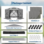 13FT Pop Up Gazebo 6-Sided Outdoor Canopy Tent With Mosquito Netting Removable Roof Wind Sidewalls