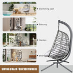 Double Hanging Egg Chair with Stand, Cushion