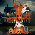 8 FT Halloween Inflatable Scary Tree with Ghost Decorations, Pumpkin and Tombstone, Blow Up Inflatables with Build-in LEDs for Halloween Party Indoor, Outdoor, Yard, Garden, Lawn Decorations