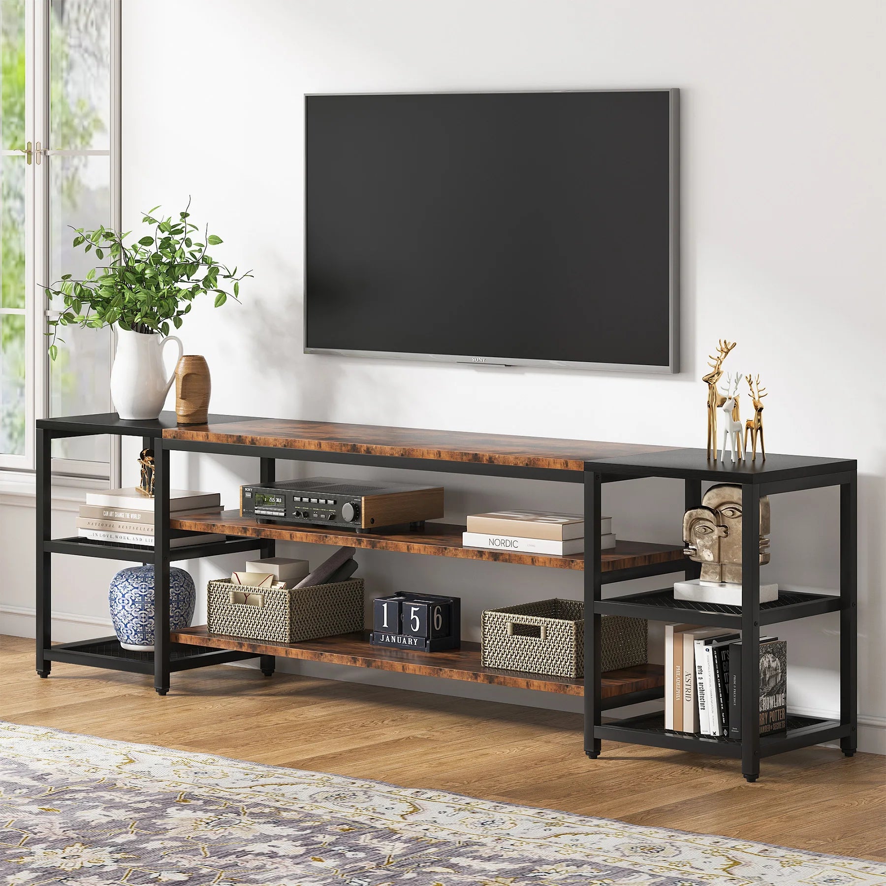 78 Inch TV Stand for TVs up to 85 Inch, 3-Tier TV Console Table